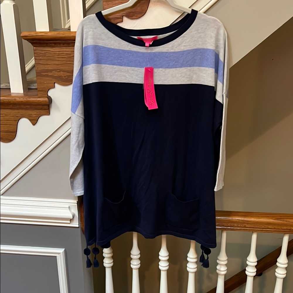 Lilly Pulitzer Blue Boxy 3/4 Sleeve Tunic